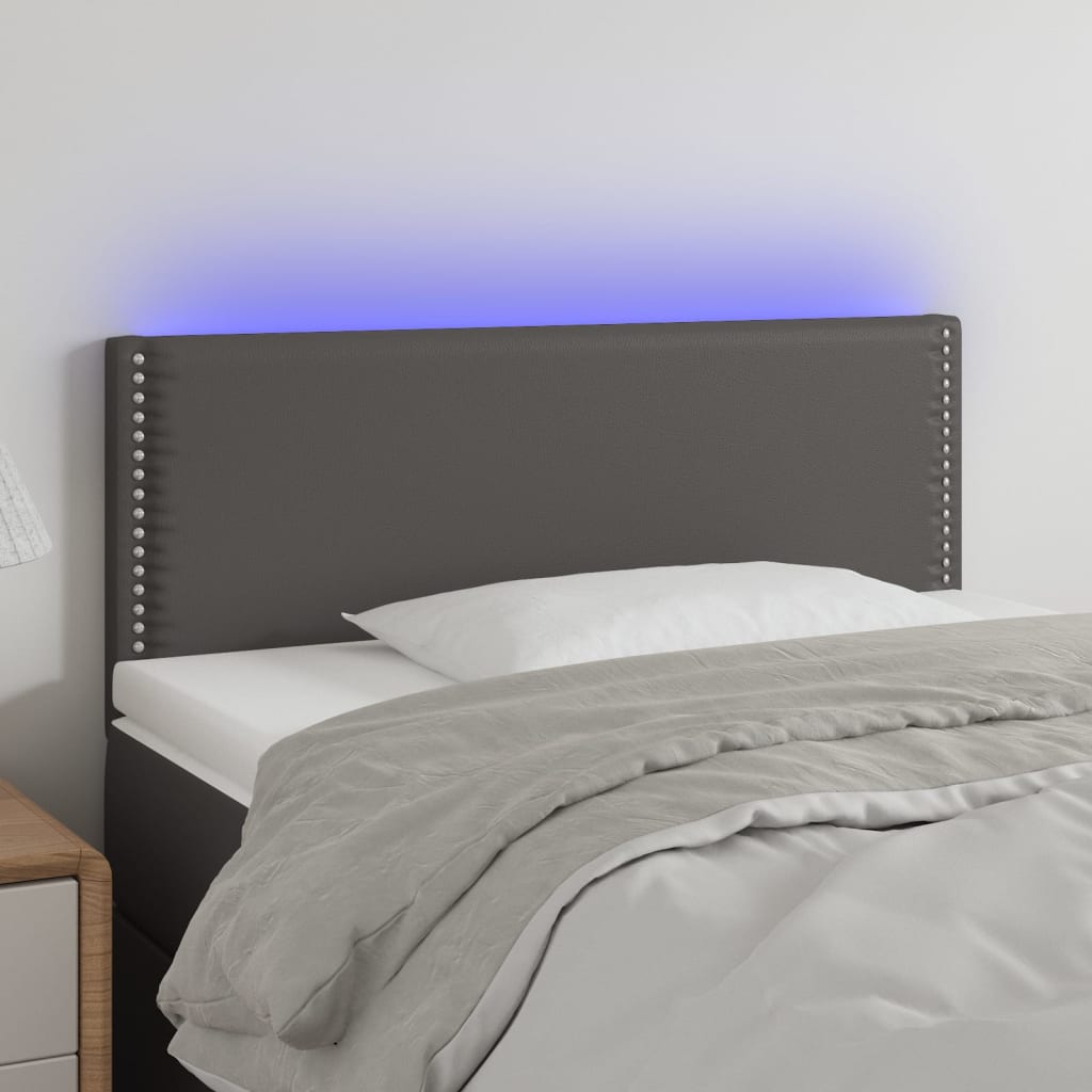 vida XL LED Kopfteil Grau 80x 5x 78/88 cm Kunstleder