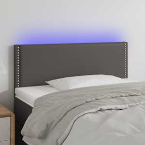 Čelo postele s LED šedé 80 x 5 x 78/88 cm umělá kůže - obrázek 1