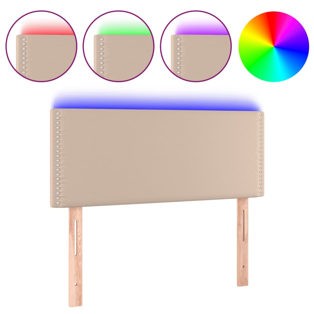 vidaXL Čelo postele s LED cappuccino 80 x 5 x 78/88 cm umělá kůže