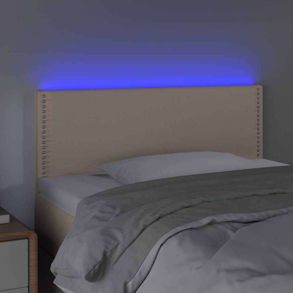 vidaXL Hoofdbord LED 80x5x78/88 cm kunstleer cappuccinokleurig afbeelding