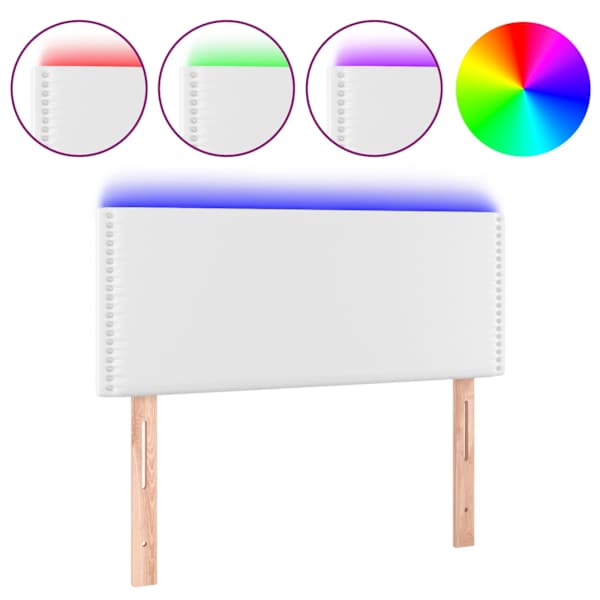 vidaXL LED-voodipeats, valge, 100x5x78/88 cm kunstnahk