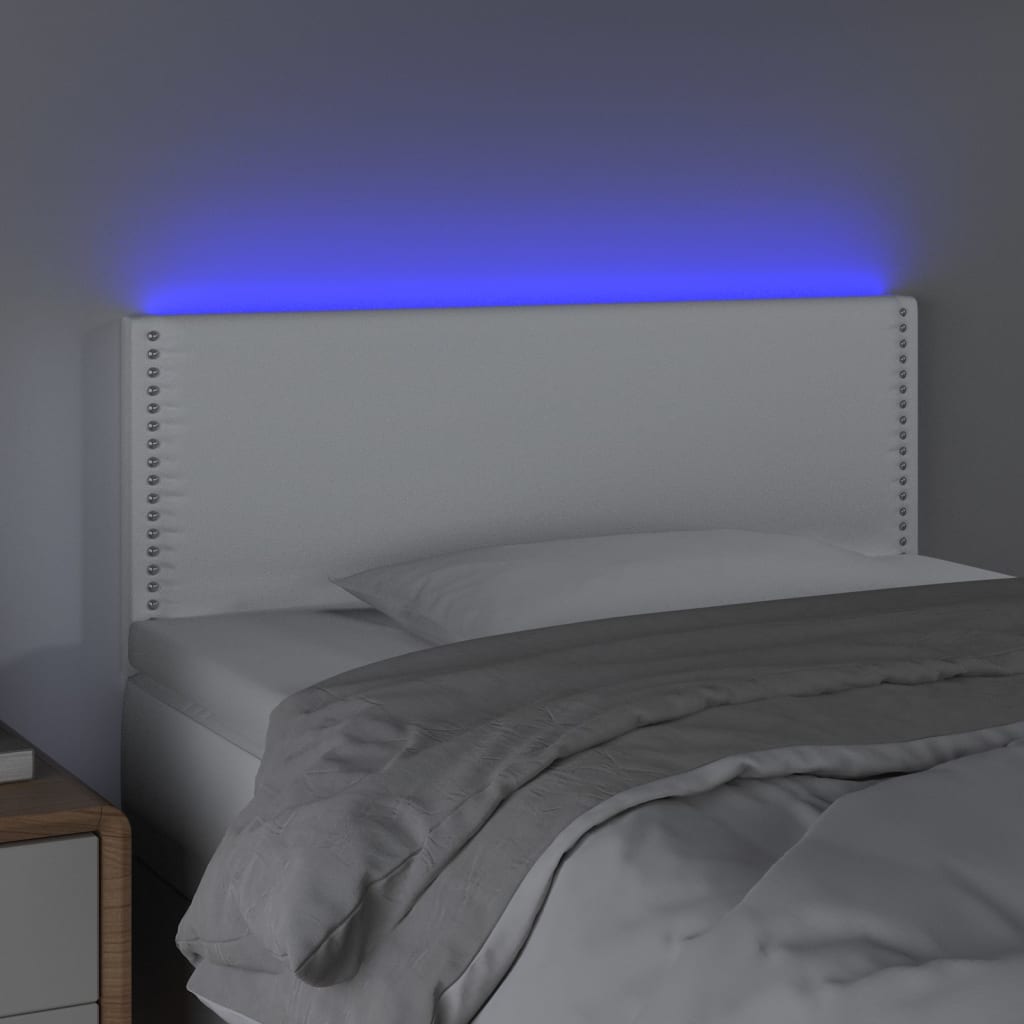 vidaXL Hoofdbord LED 100x5x78/88 cm kunstleer wit afbeelding