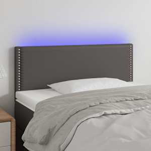 Čelo postele s LED šedé 100x5x78/88 cm umělá kůže - obrázek 1