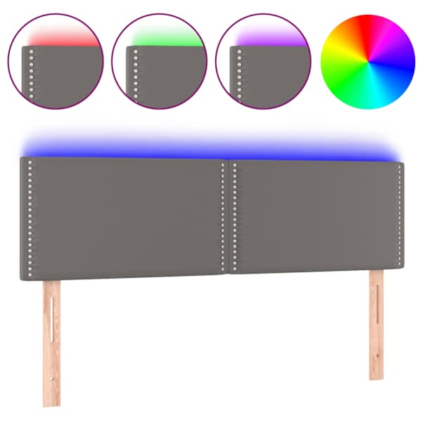 vidaXL LED-voodipeats, hall, 144x5x78/88 cm, kunstnahk
