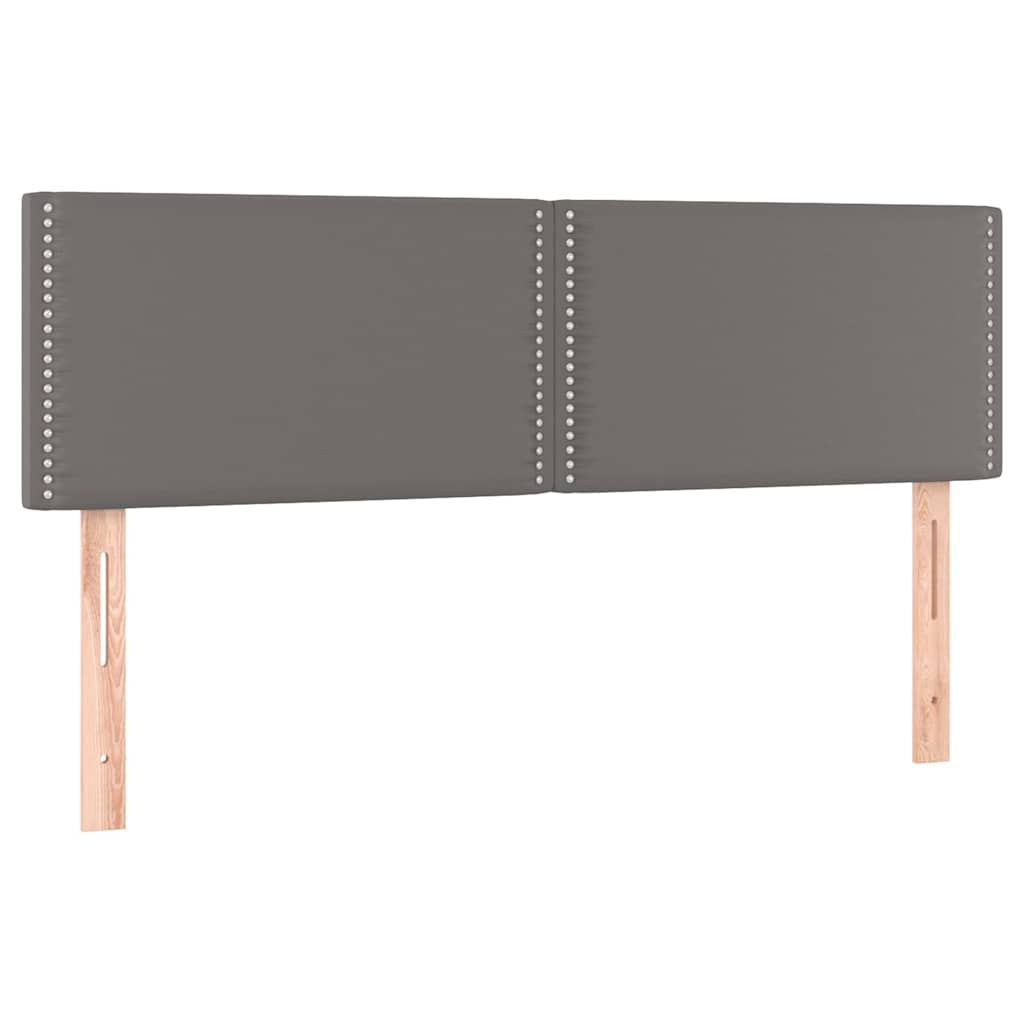vidaXL Hoofdbord LED 144x5x78/88 cm kunstleer grijs, foto 4