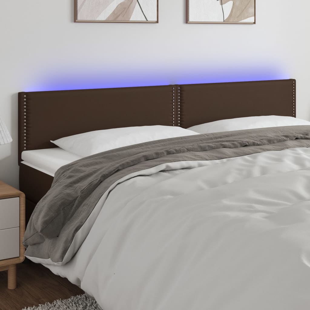 vidaXL Cabeceira cama c/ LED 160x5x78/88cm couro artificial castanho