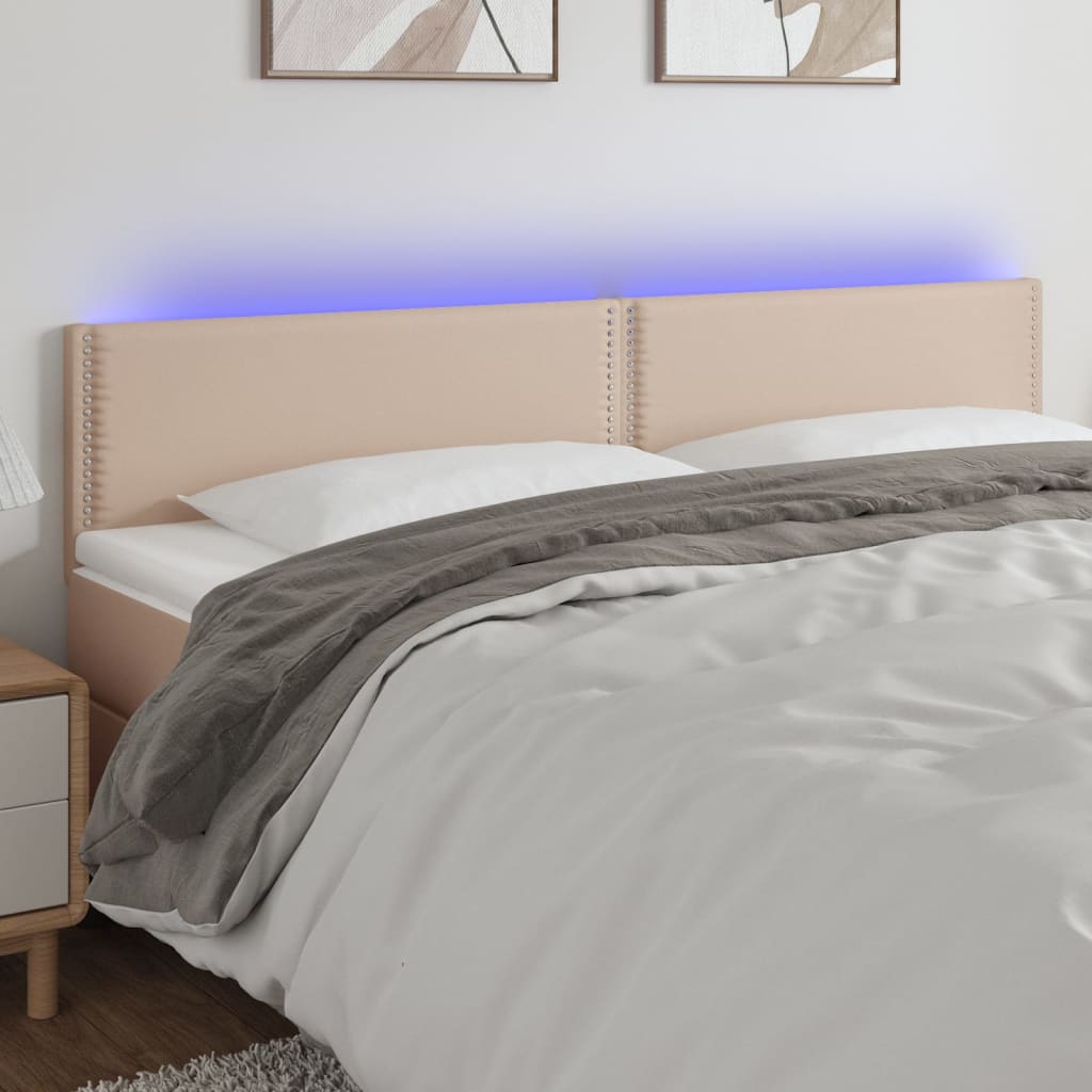 Čelo postele s LED cappuccino 160x5x78/88 cm umělá kůže