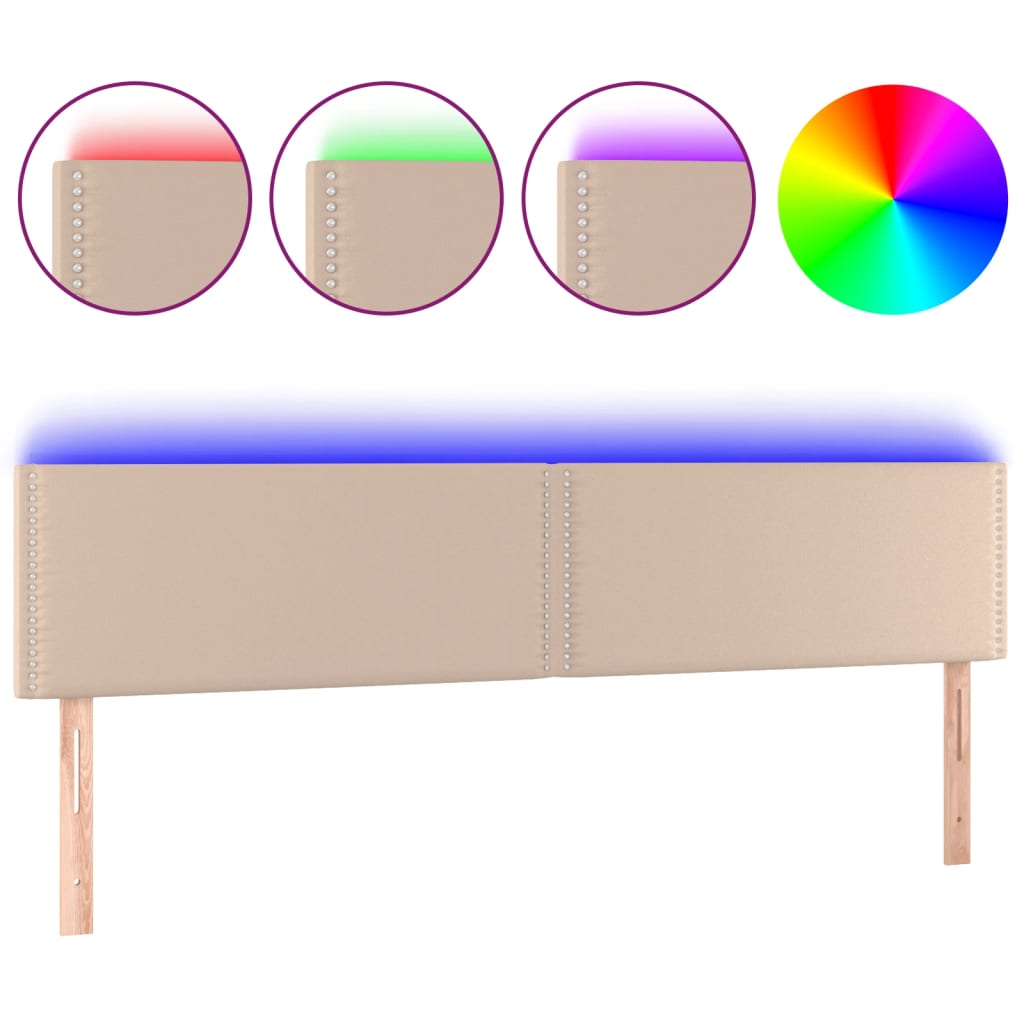 vidaXL Čelo postele s LED cappuccino 180x5x78/88 cm umělá kůže