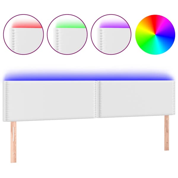 vidaXL LED-voodipeats, valge, 200x5x78/88 cm kunstnahk