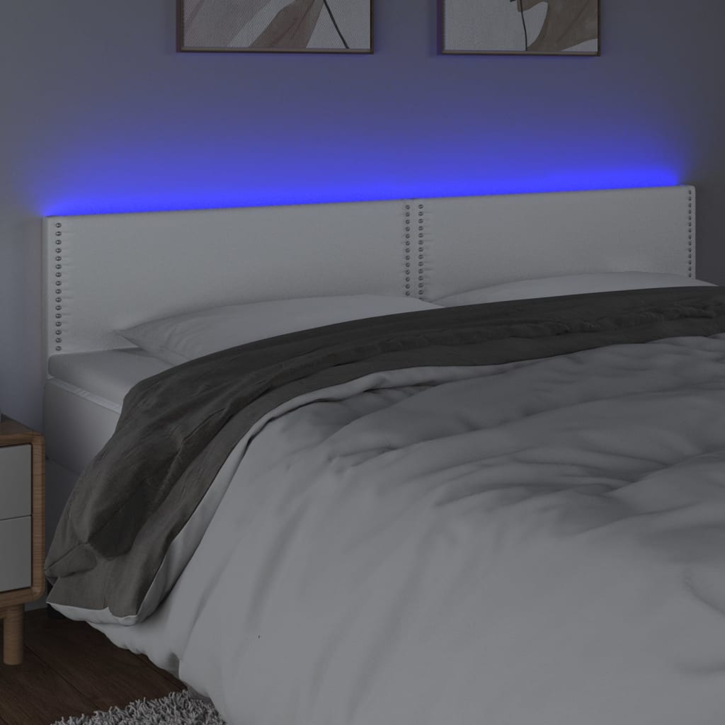 vidaXL Hoofdbord LED 200x5x78/88 cm kunstleer wit afbeelding