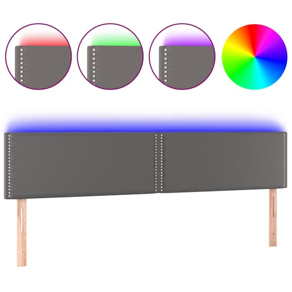 vidaXL LED-voodipeats, hall, 200x5x78/88 cm, kunstnahk