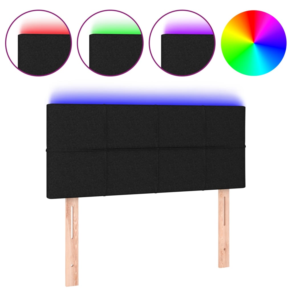 vidaXL Čelo postele s LED černé 80 x 5 x 78/88 cm textil