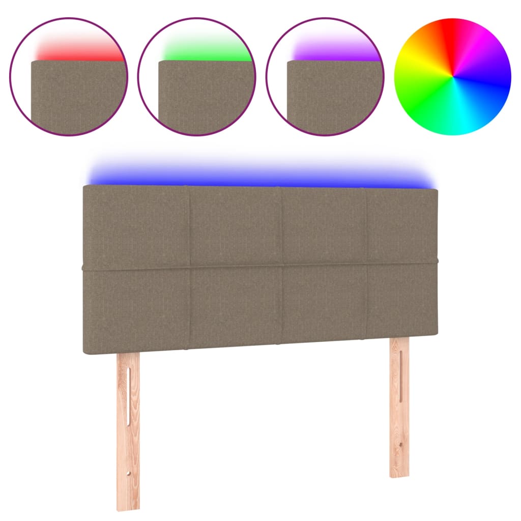vidaXL Čelo postele s LED taupe 80 x 5 x 78/88 cm textil
