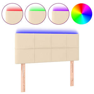 Čelo postele s LED krémové 80 x 5 x 78/88 cm textil - obrázek 2
