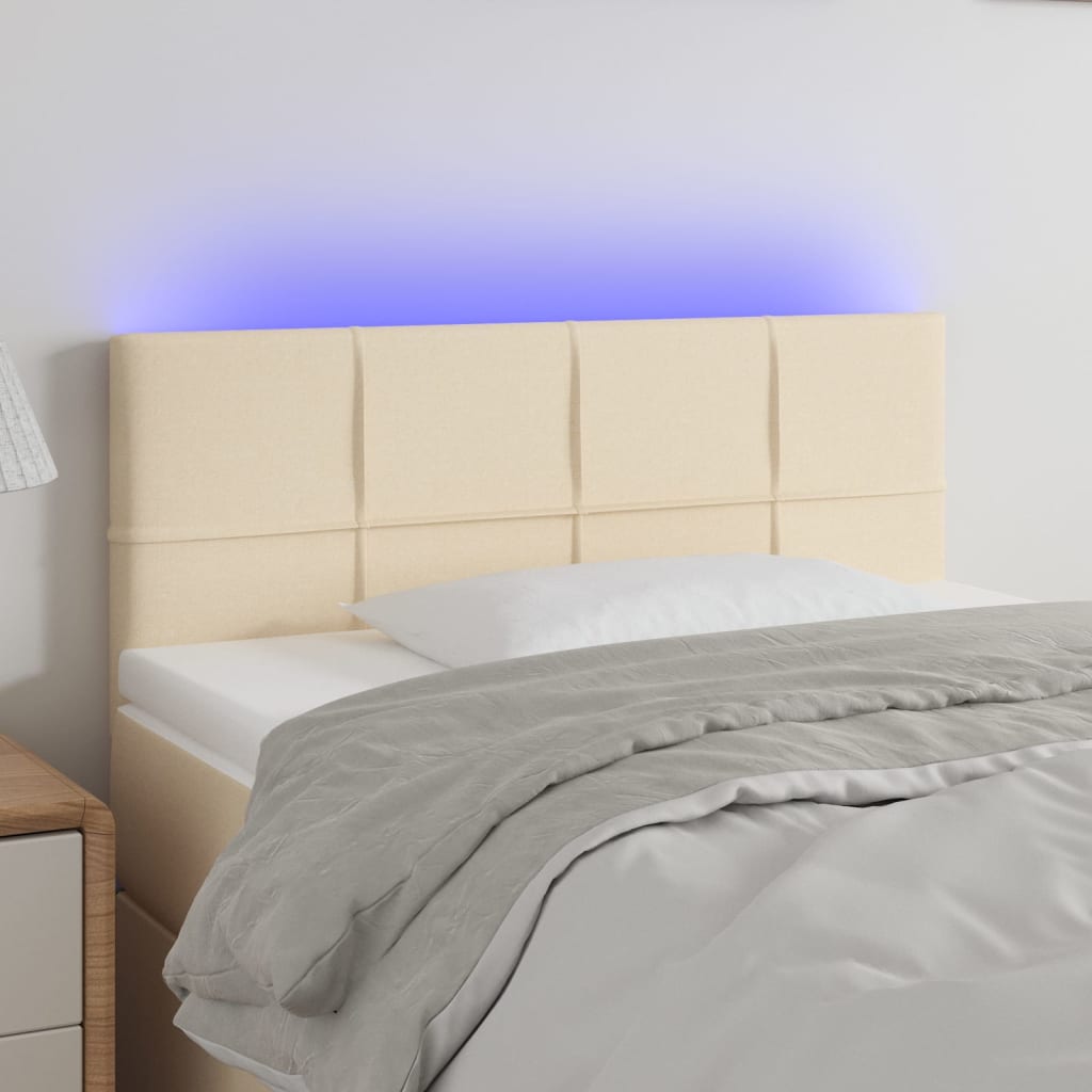 vidaXL TÄƒblie de pat cu LED, crem, 80x5x78/88 cm, textil