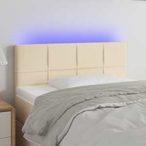 Čelo postele s LED krémové 80 x 5 x 78/88 cm textil - obrázek 1