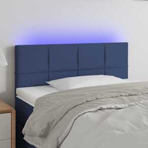 Čelo postele s LED modré 80 x 5 x 78/88 cm textil - obrázek 1