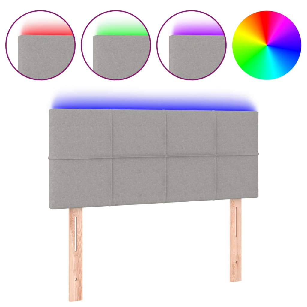 vidaXL ÄŚelo postele s LED svÄ›tle ĹˇedĂ© 90x5x78/88 cm textil