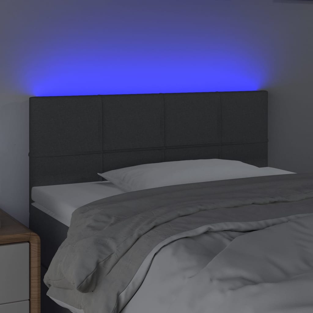 vidaXL Hoofdbord LED 90x5x78/88 cm stof donkergrijs afbeelding