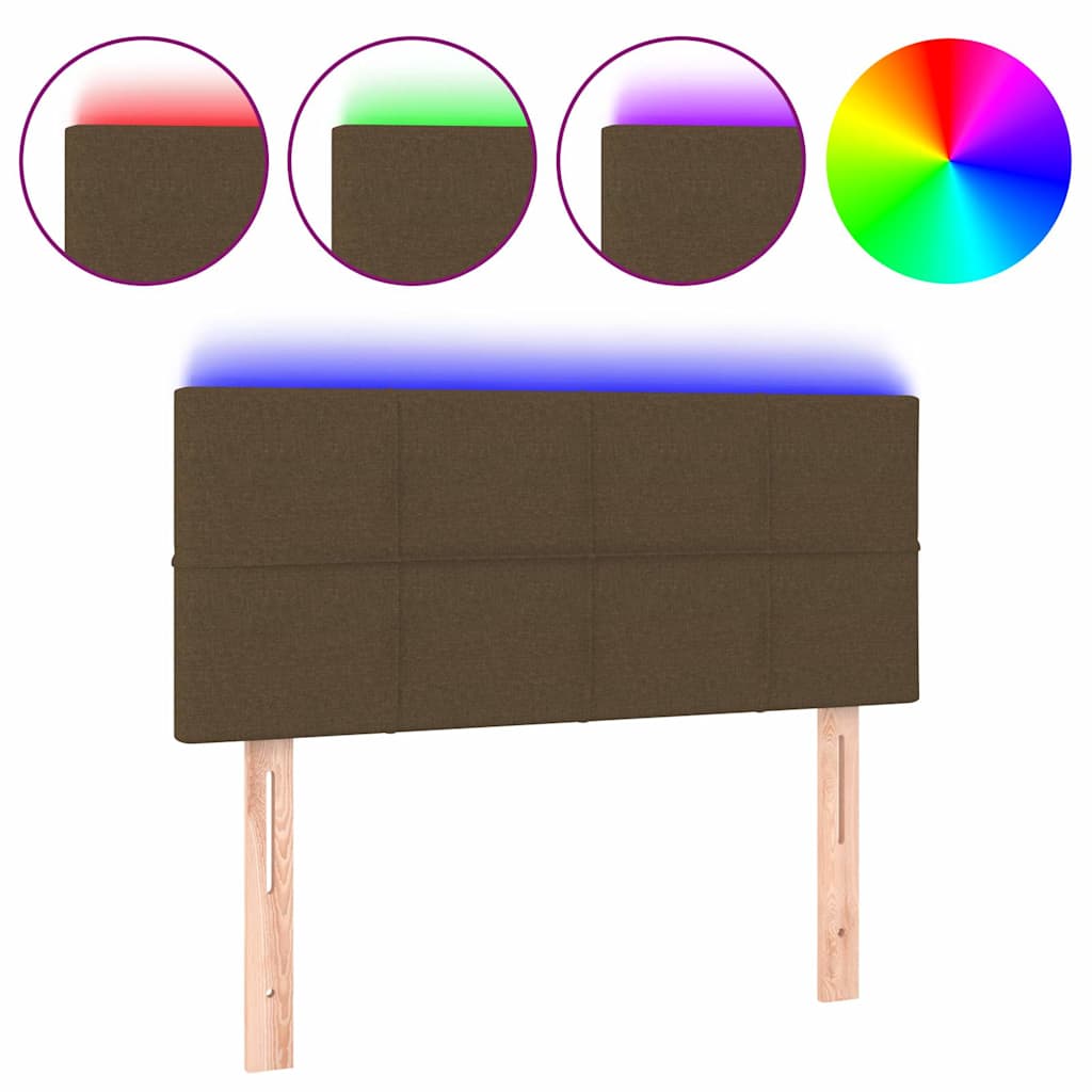 vidaXL Čelo postele s LED tmavě hnědé 90x5x78/88 cm textil