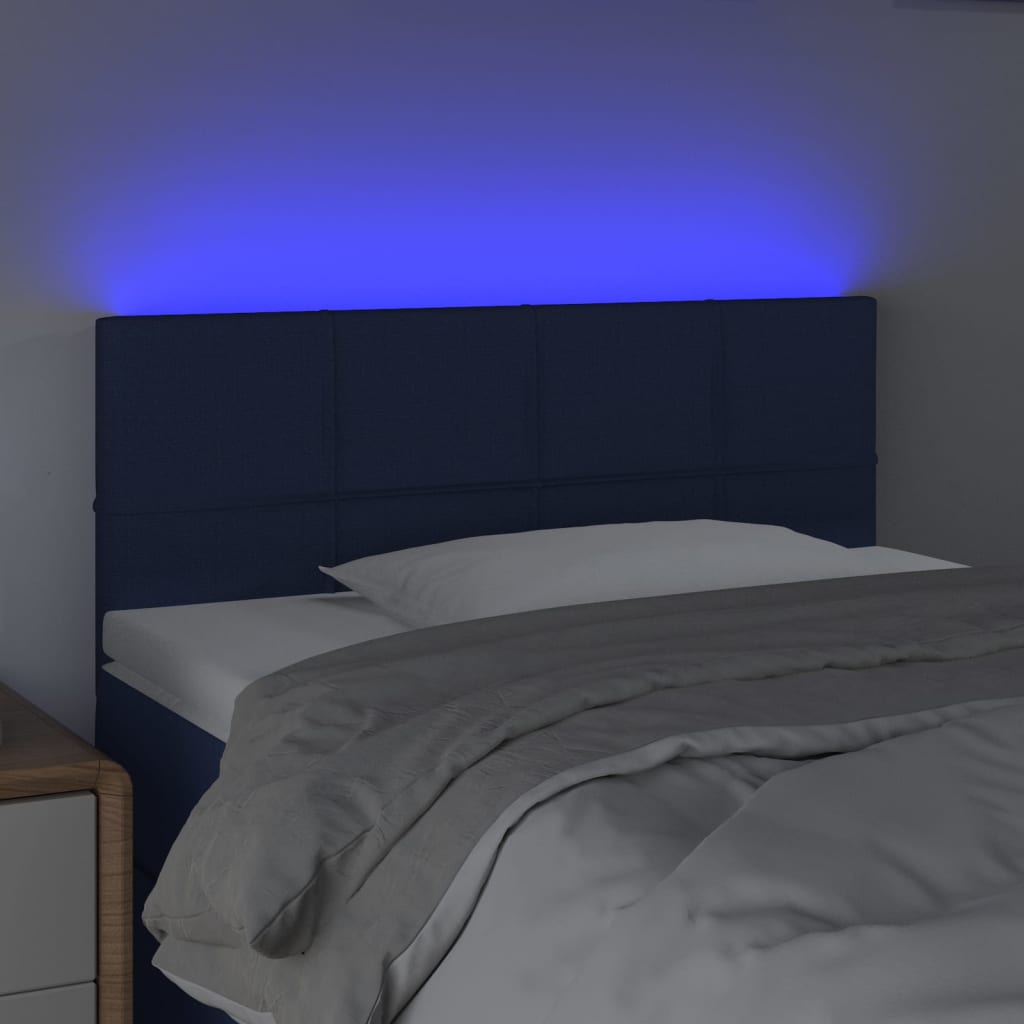 vidaXL Hoofdbord LED 90x5x78/88 cm stof blauw afbeelding