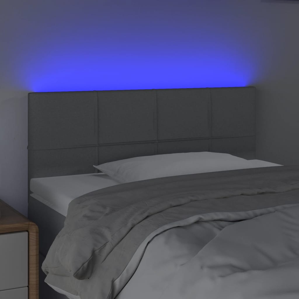 vidaXL Hoofdbord LED 100x5x78/88 cm stof lichtgrijs afbeelding
