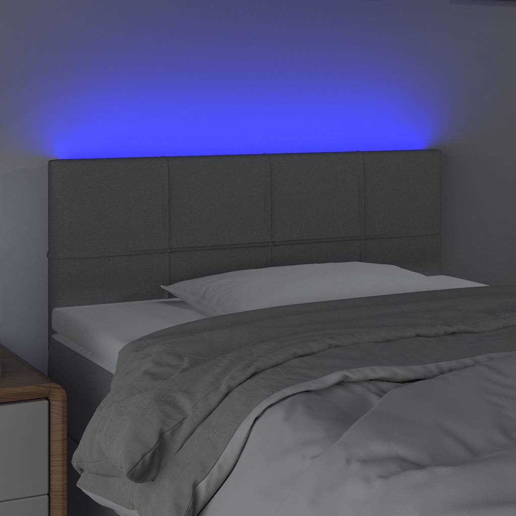 vidaXL Hoofdbord LED 100x5x78/88 cm stof lichtgrijs grijs, foto 2