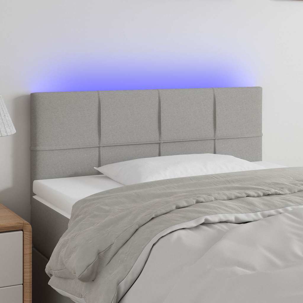 Sengegavl Med LED-Lys Stof - Lysegrå / 100 x 5 x 78/88 cm