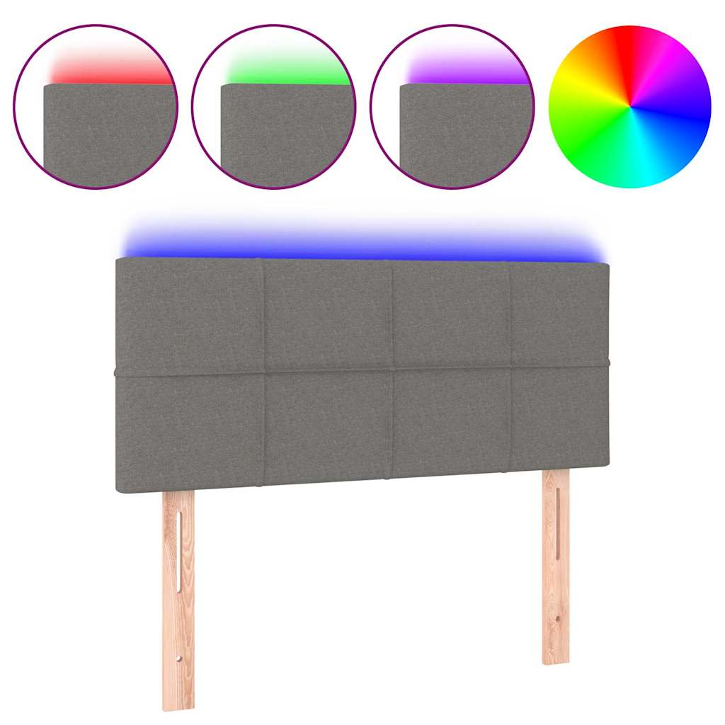 vidaXL Tăblie de pat cu LED, gri închis, 100x5x78/88 cm, textil