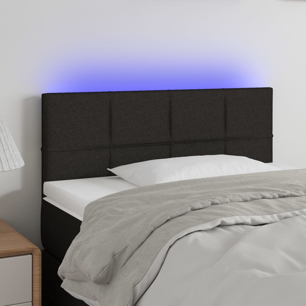 vidaXL Tête de lit à LED Noir 100x5x78/88 cm Tissu