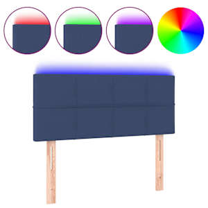 vidaXL LED-voodipeats, sinine, 100x5x78/88 cm, kangas