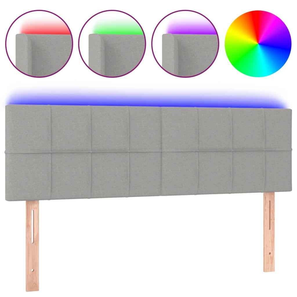 vidaXL ÄŚelo postele s LED svÄ›tle ĹˇedĂ© 144 x 5 x 78/88 cm textil