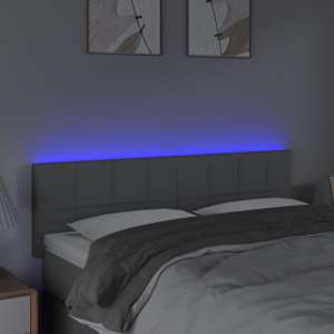 Čelo postele s LED světle šedé 144 x 5 x 78/88 cm textil - obrázek 3