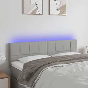 Čelo postele s LED světle šedé 144 x 5 x 78/88 cm textil - obrázek 1