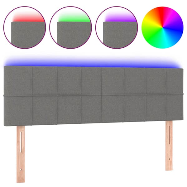 vidaXL LED-voodipeats, tumehall, 144x5x78/88 cm, kangas