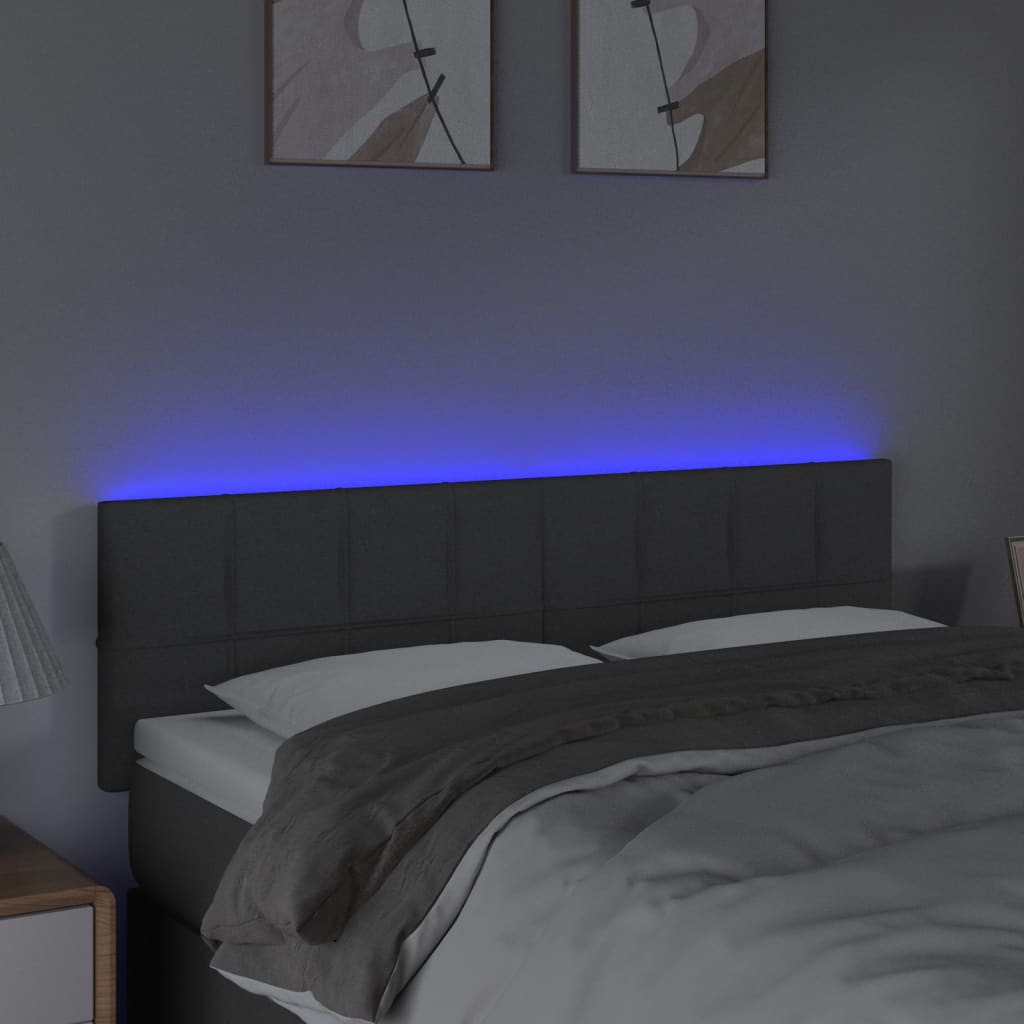 Thumbnail - vidaXL LED Kopfteil Dunkelgrau 144x5x78/88 cm Stoff