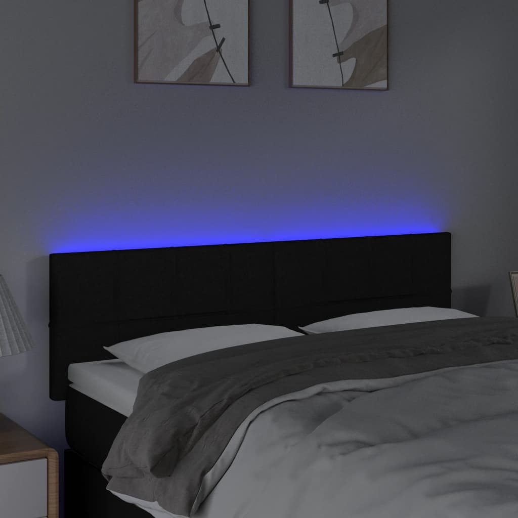 vidaXL Hoofdbord LED 144x5x78/88 cm stof zwart afbeelding