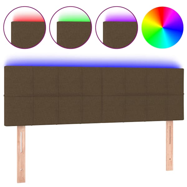 vidaXL LED-voodipeats, tumepruun, 144x5x78/88 cm, kangas