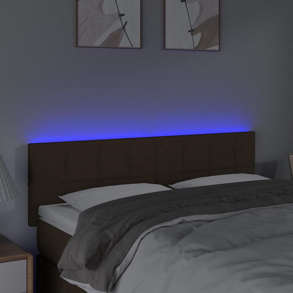 vidaXL Hoofdbord LED 144x5x78/88 cm stof donkerbruin bruin, foto 2