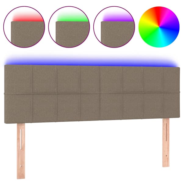 vidaXL LED-voodipeats, pruunikashall, 144x5x78/88 cm, kangas
