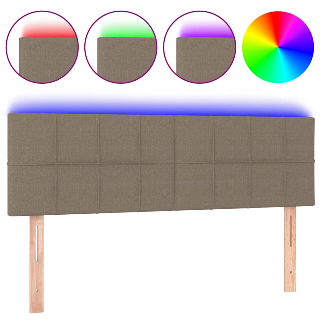 vidaXL Hoofdbord LED 144x5x78/88 cm stof taupe, foto 3