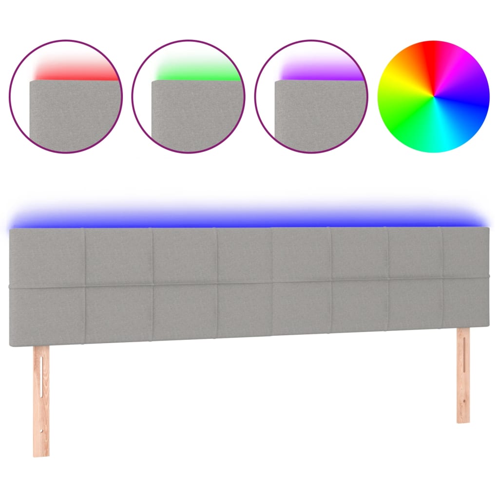 vidaXL Čelo postele s LED světle šedé 160x5x78/88 cm textil