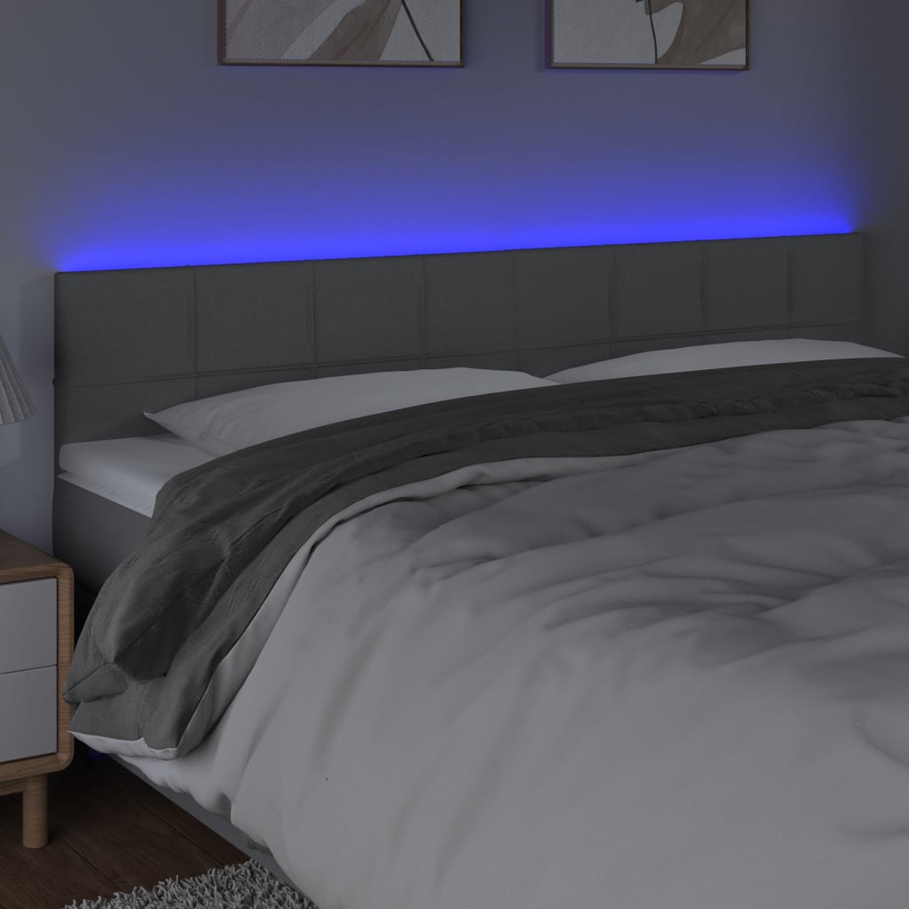 vidaXL Hoofdbord LED 160x5x78/88 cm stof lichtgrijs afbeelding