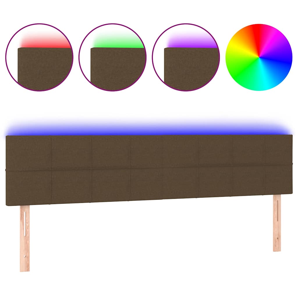 vidaXL Čelo postele s LED tmavě hnědé 160x5x78/88 cm textil