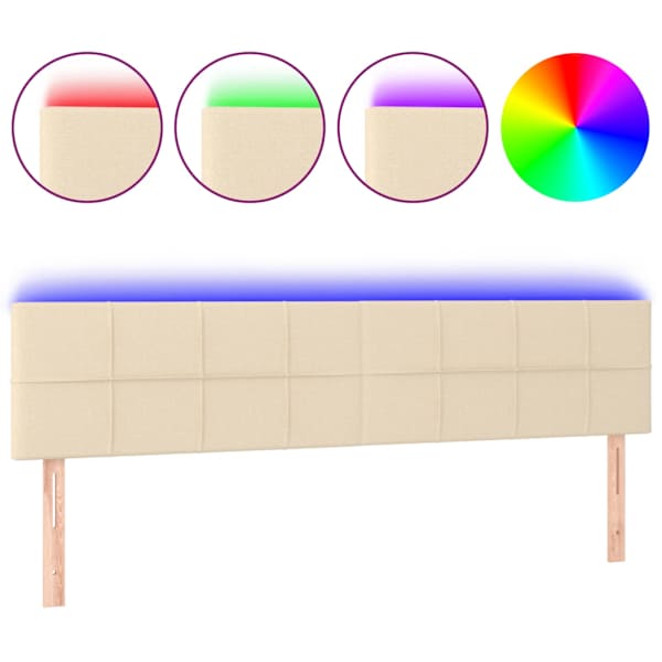 vidaXL LED-voodipeats, kreemjas, 160x5x78/88 cm, kangas