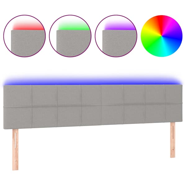 vidaXL LED-voodipeats, helehall, 180x5x78/88 cm, kangas