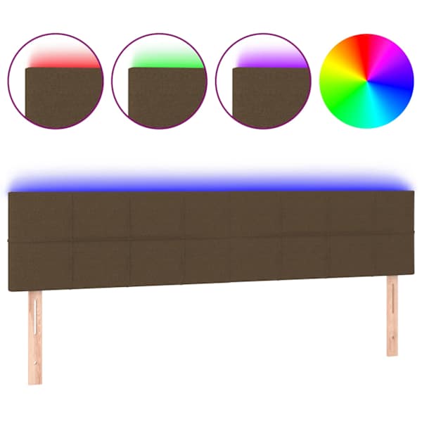 vidaXL LED-voodipeats, tumepruun, 180x5x78/88 cm, kangas