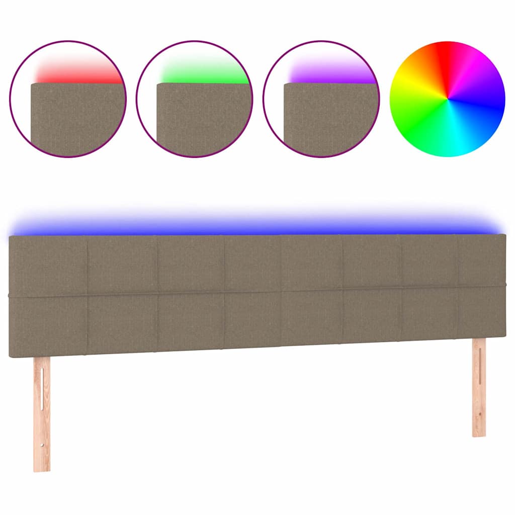 vidaXL Hoofdbord LED 180x5x78/88 cm stof taupe, foto 3
