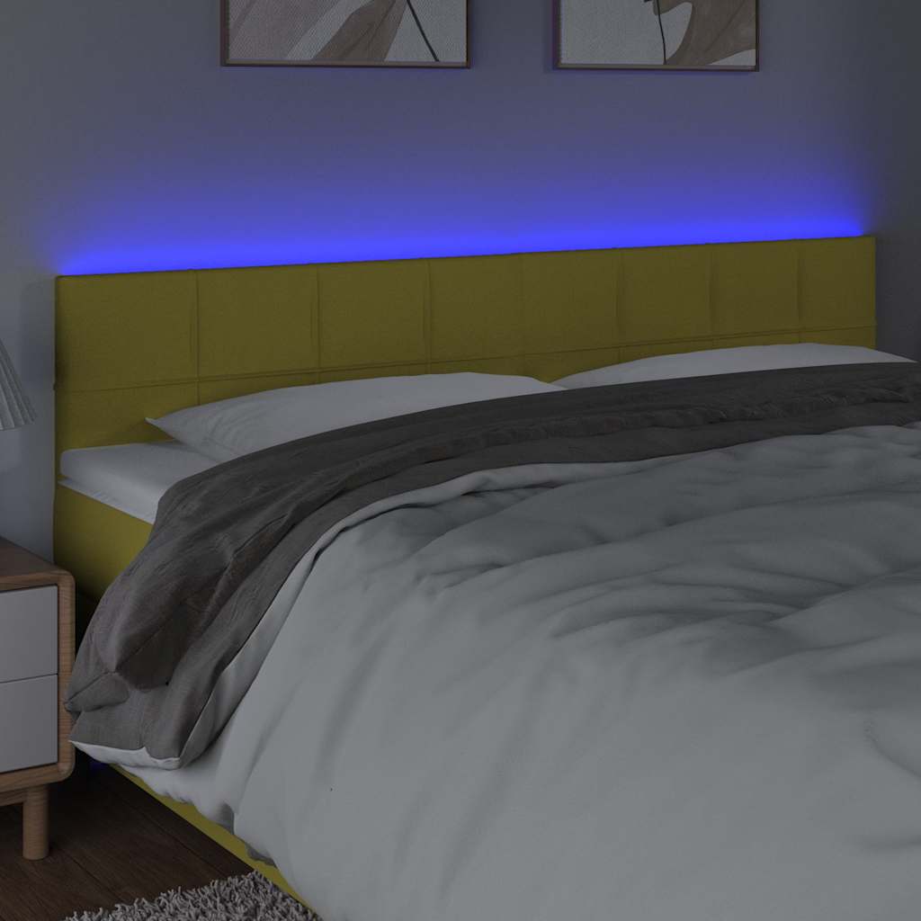 Čelo postele s LED zelené 180x5x78/88 cm textil - obrázek 3