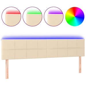 vidaXL LED-voodipeats, kreemjas, 200x5x78/88 cm, kangas